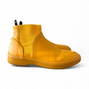 Jack Erwin Canary Yellow Leather Chelsea Boots Gum Sole Rare Designer Style
